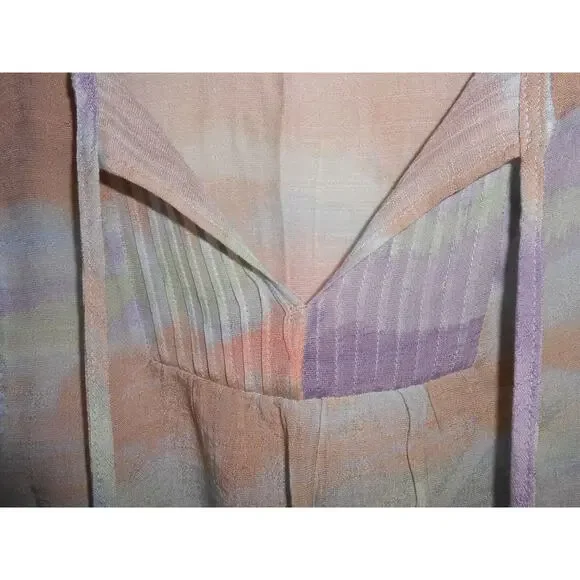 Zac & Rachel Womens Top Pastel Water Color Pullover Blouse Bohemian Art Folksy S - Picture 4 of 5